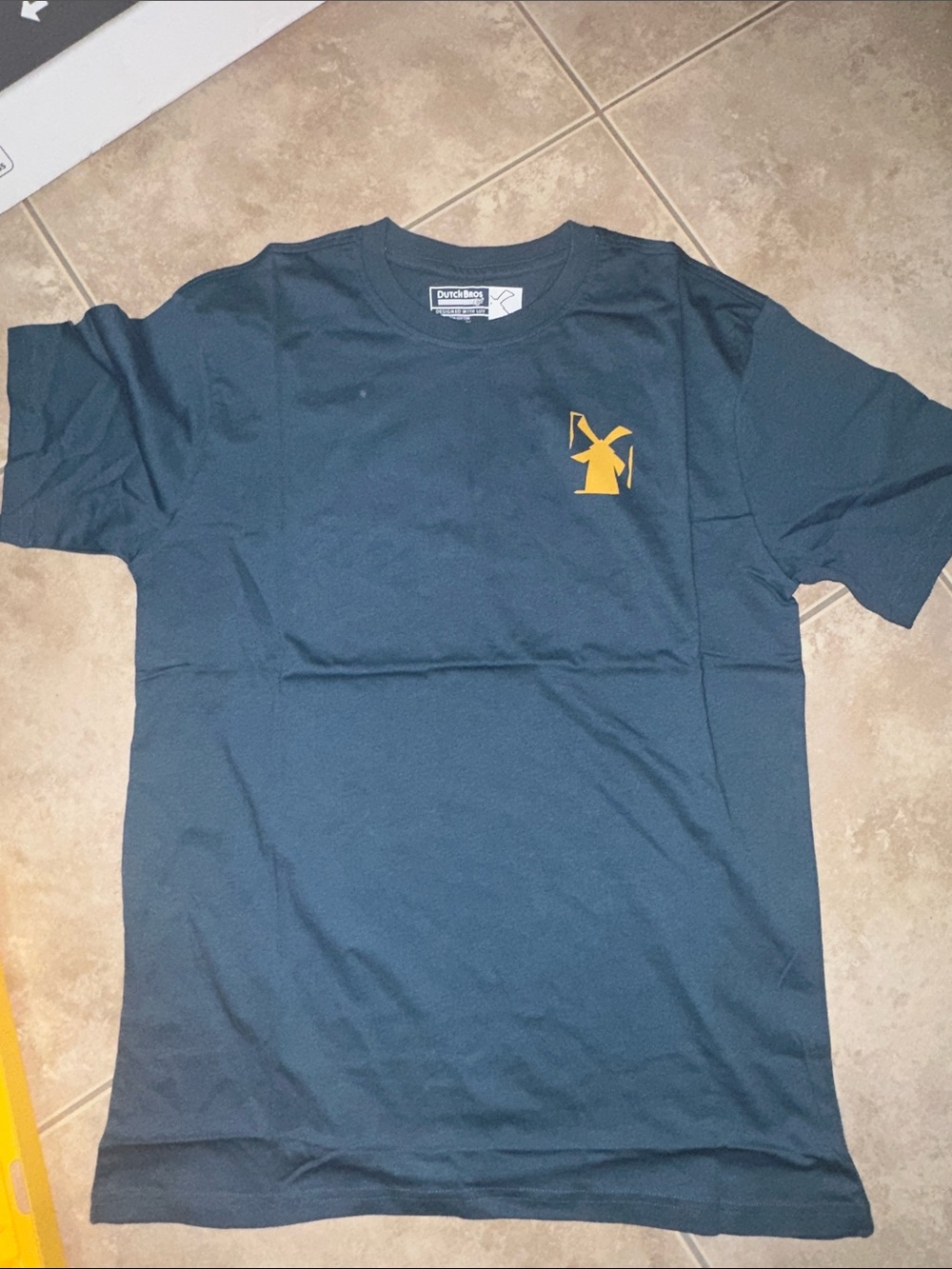 Dutch bros Navy Short-Sleeve Tee with Yellow Windmill Logo